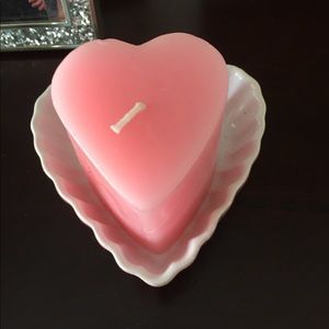 Heart shaped candle and plate